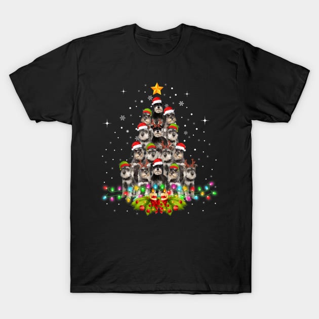 Schnauzer Dogs Tree Christmas Sweater Xmas T-Shirt by bienvaem